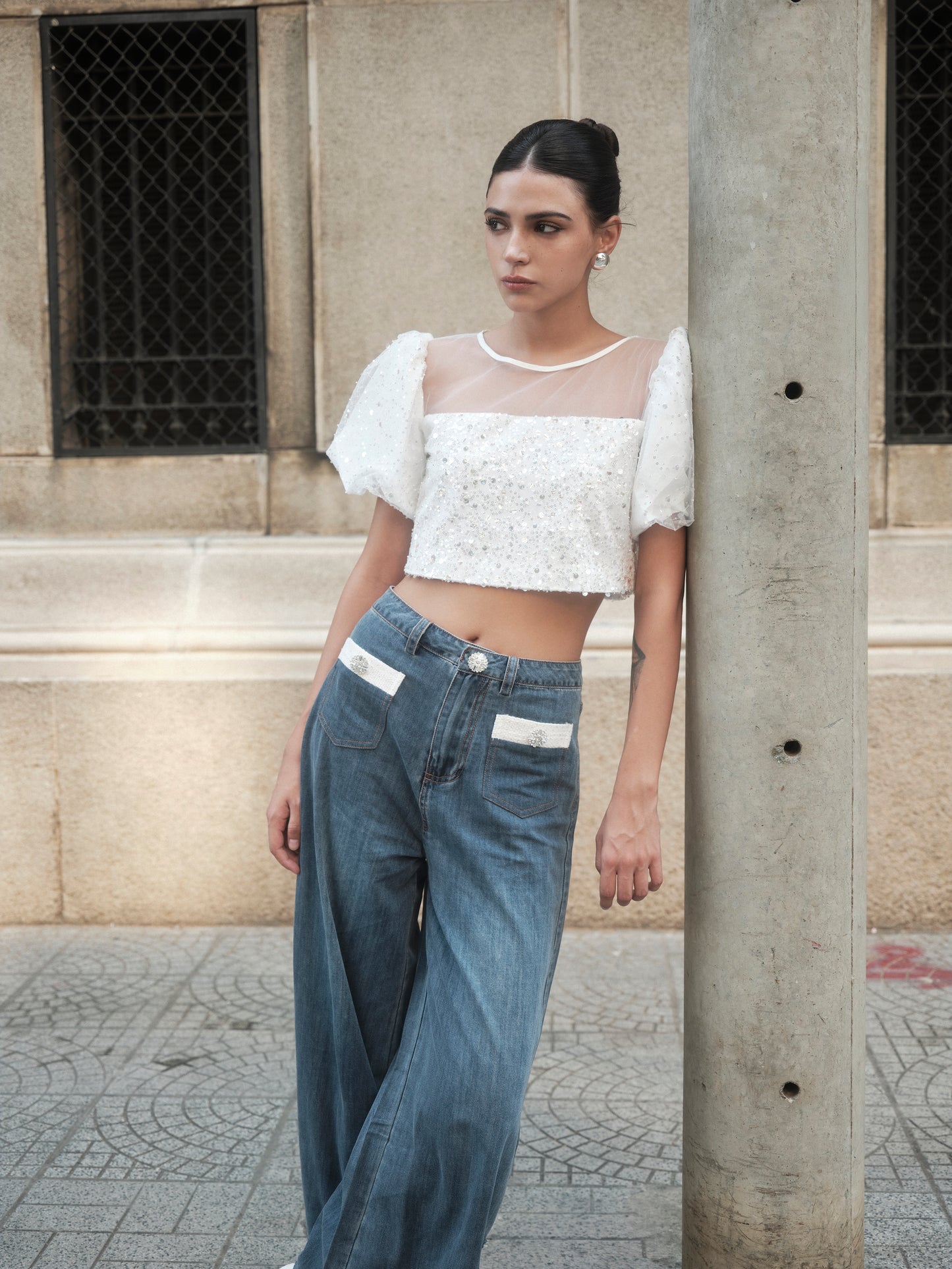 Puffy Sequin Top