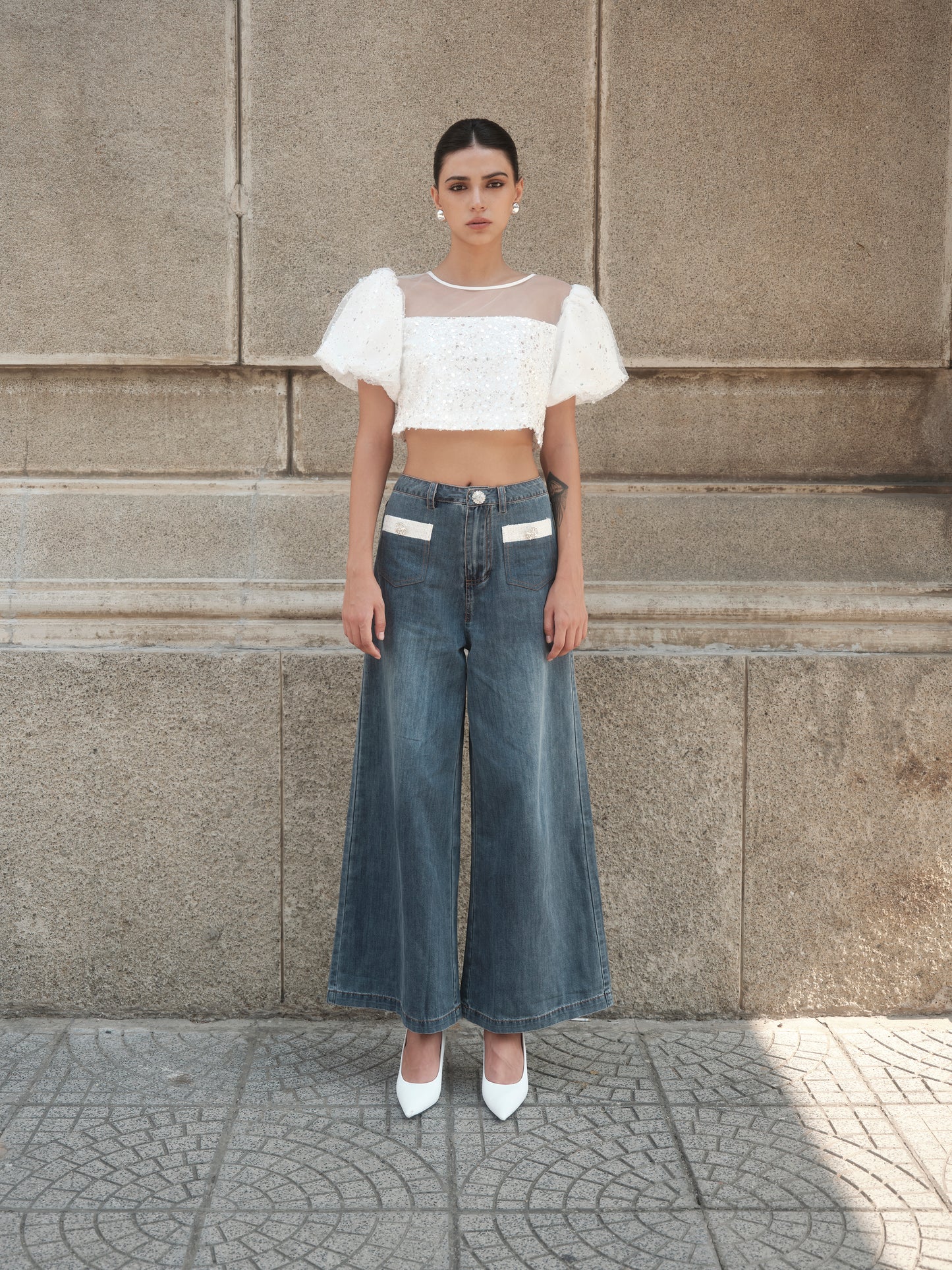 Puffy Sequin Top